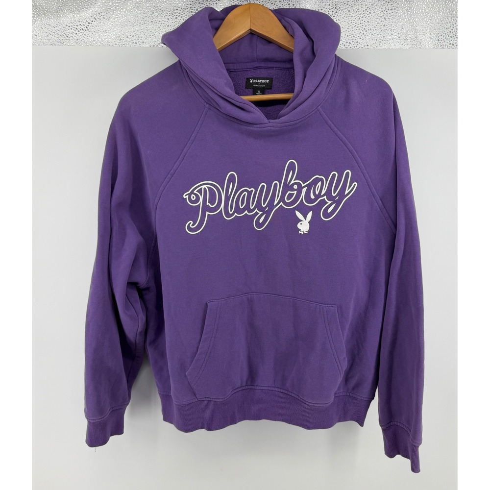 Playboy by PacSun Purple Graphic Hoodie Sweatshirt Small Raglan Fleece Oversized